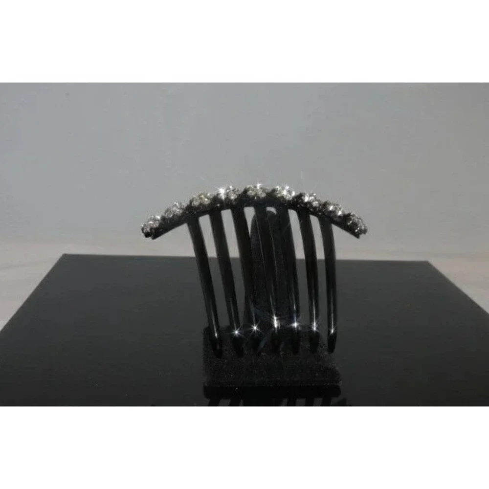 Sparkling Rhinestone Flower Hair Comb Black Elegant Bridal Wedding‎ Accessory